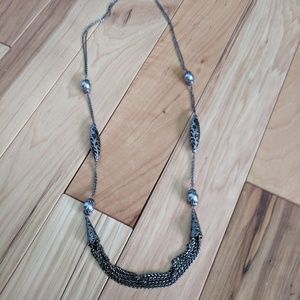 Long gunmetal necklace